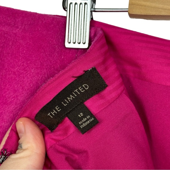 The Limited Textured Fur Wool Blend A Line Lined Career Mini Pencil Skirt Pink - Picture 9 of 11